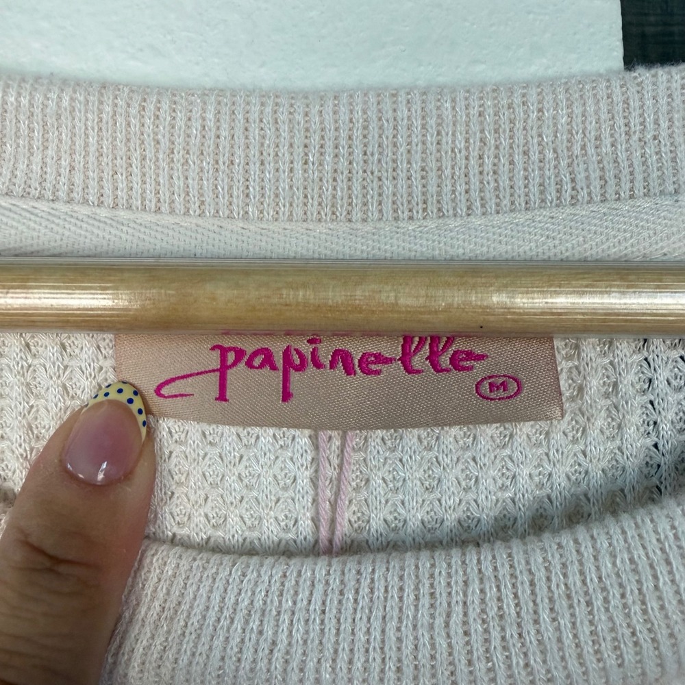 NEW Papinelle Super Soft Waffle Knit Relaxed Long Sleeve Top Size Medium - Picture 9 of 10